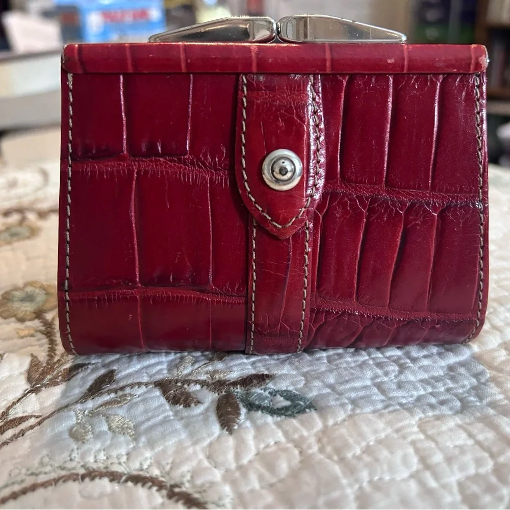 Brighton Red Crocodile-Embossed Wallet - Picture 1 of 4